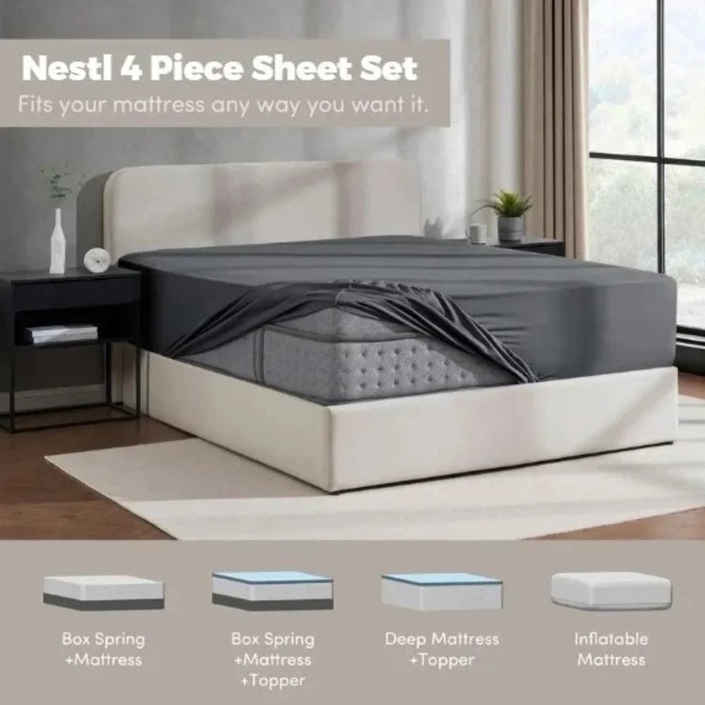 Nestl Queen Sheet Set 4Pc 1800‎ Microfiber Deep Pocket Extra Soft NEW